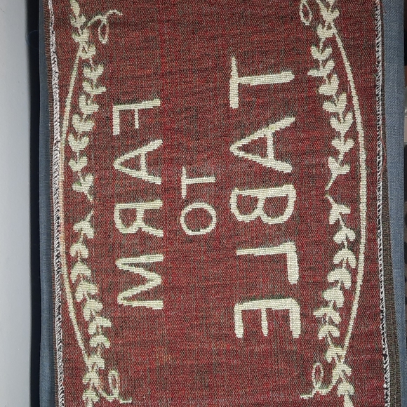 Set 2 Placemats Tablemat Gray White Red 13" x 19" Washable Farm To Table Farmer - Picture 5 of 6